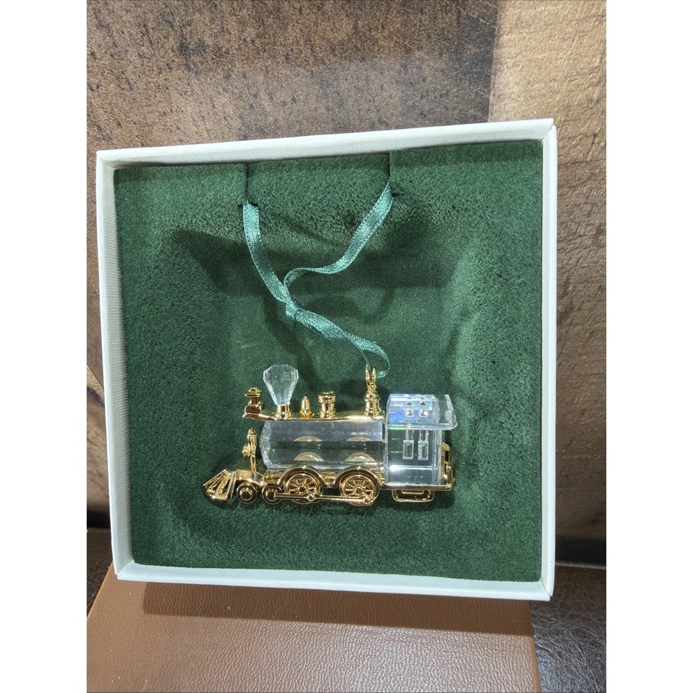 Swarovski Crystal Christmas Memories Locomotive Train Ornament Gold 219871 NIB